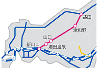 「SLやまぐち号」の運転区間