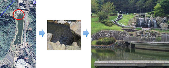 トンネル湧水の景観利用の様子