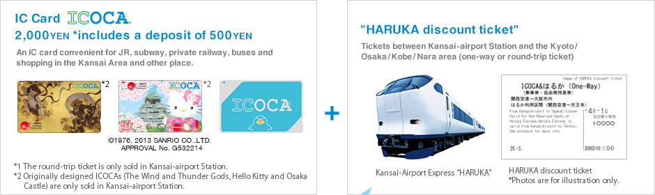 IC Card ICOCA \2,000 *includes a deposit of \500 "HARUKA discount ticket"